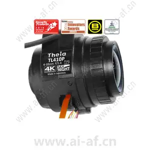 Theia TL410P R4 CS 4-10mm 4k 12 MP Day/Night P-iris 1/1.7 inch format motorized zoom focus PI motor stops CS mount lens